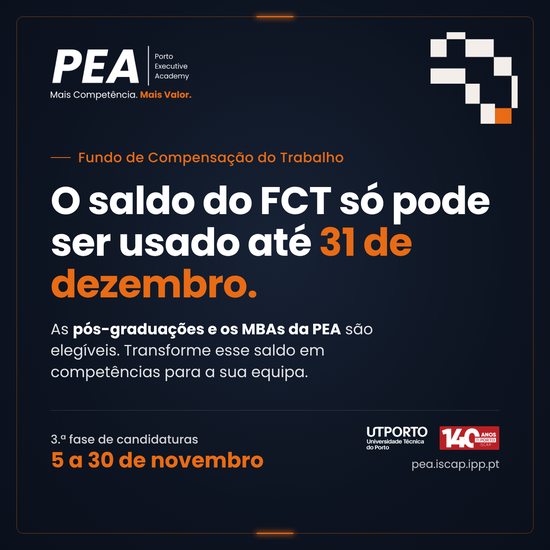 Saldo do FCT pode pagar pós-graduações e MBA da PEA até 31 de dezembro